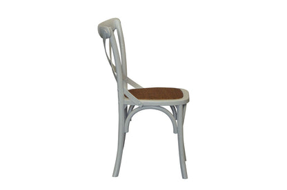Cross Back Chair - White (Rattan Seat)