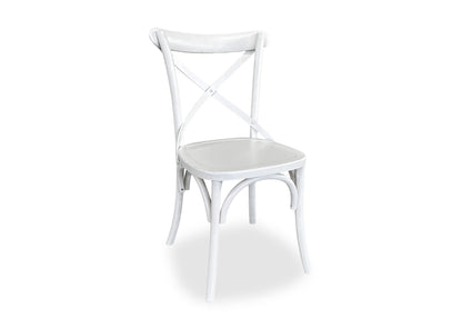 Cross Back Chair - White (Timber Seat)
