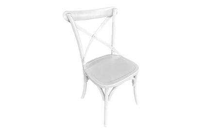 Cross Back Chair - White (Timber Seat)
