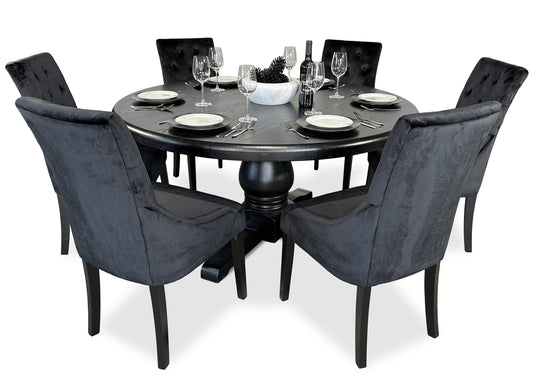 Parisienne Black & Scoop Back Dining Suite (1500mm)