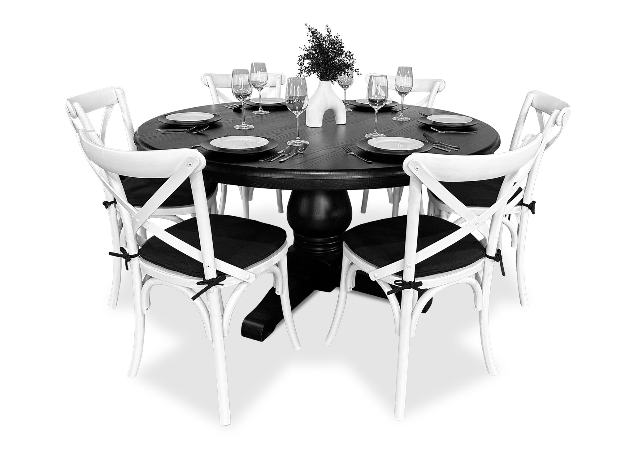 Parisienne Black & Cross Back Dining Suite (1500mm) Brisbane Furniture