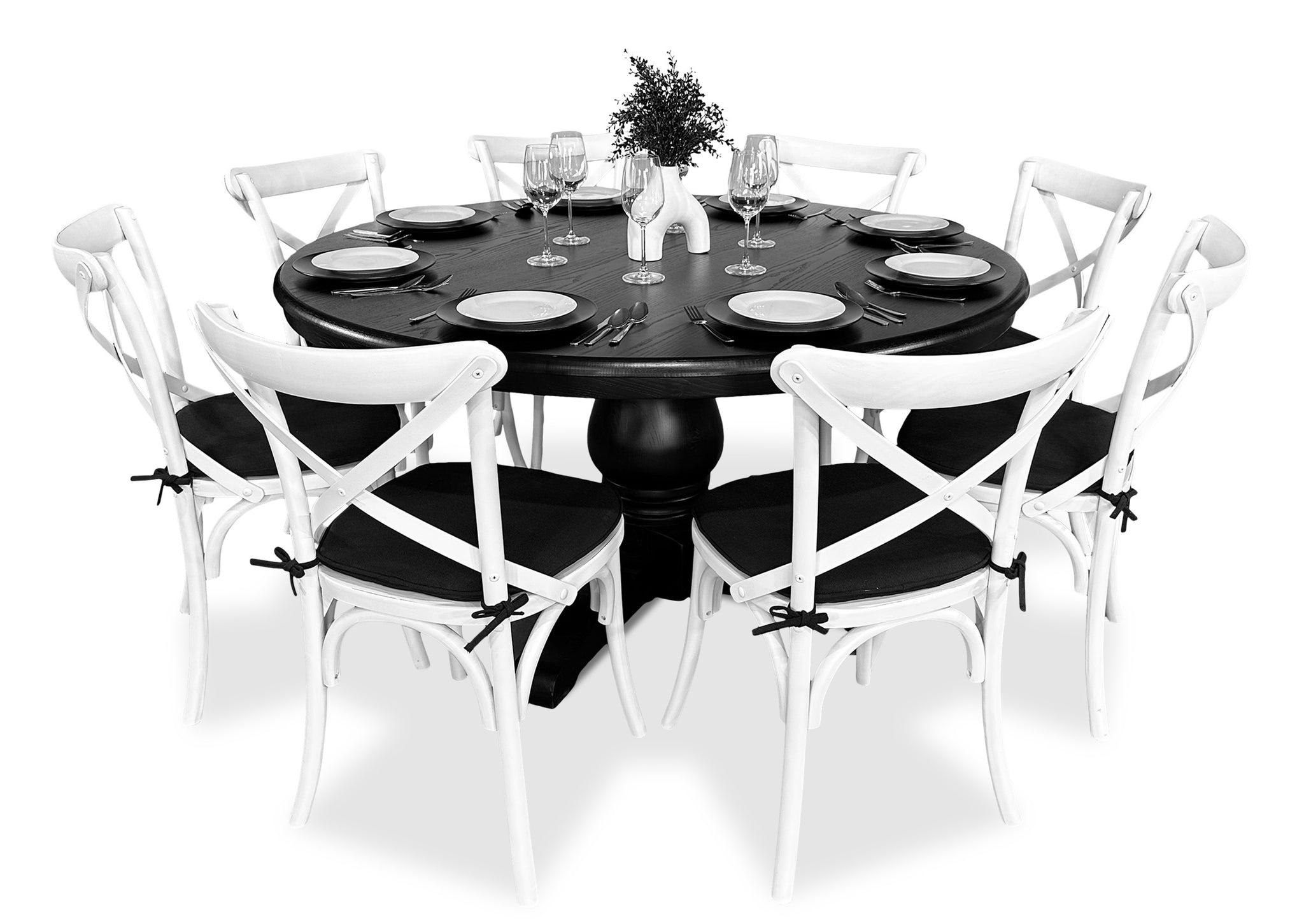 Parisienne Black & Cross Back Dining Suite (1500mm) Brisbane Furniture