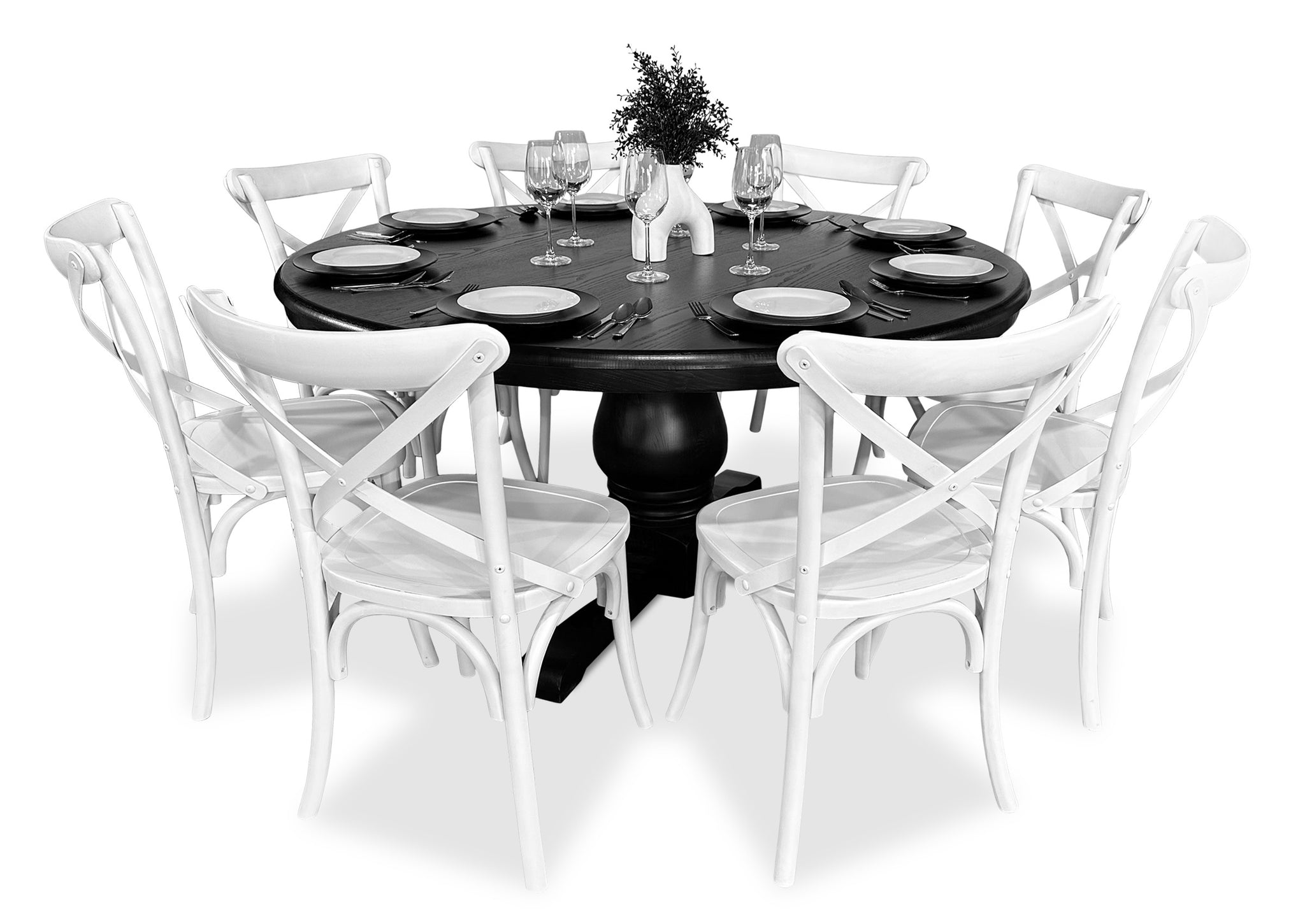 Parisienne Black & Cross Back Dining Suite (1500mm) Brisbane Furniture