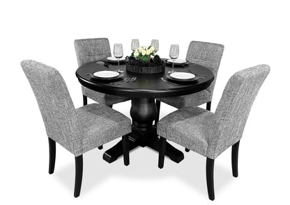 Parisienne 1200 (Black) & Tweed Dining Suite
