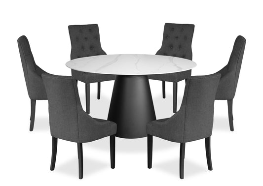 Halo & Scoop Back Marble Dining Suite
