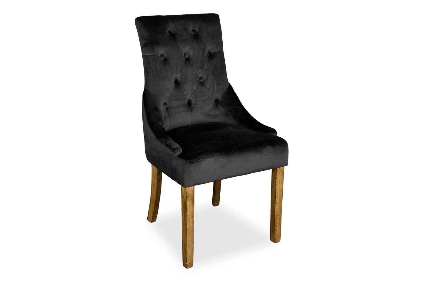 Scoop Back Chair - Black Velvet (Plantation Legs)