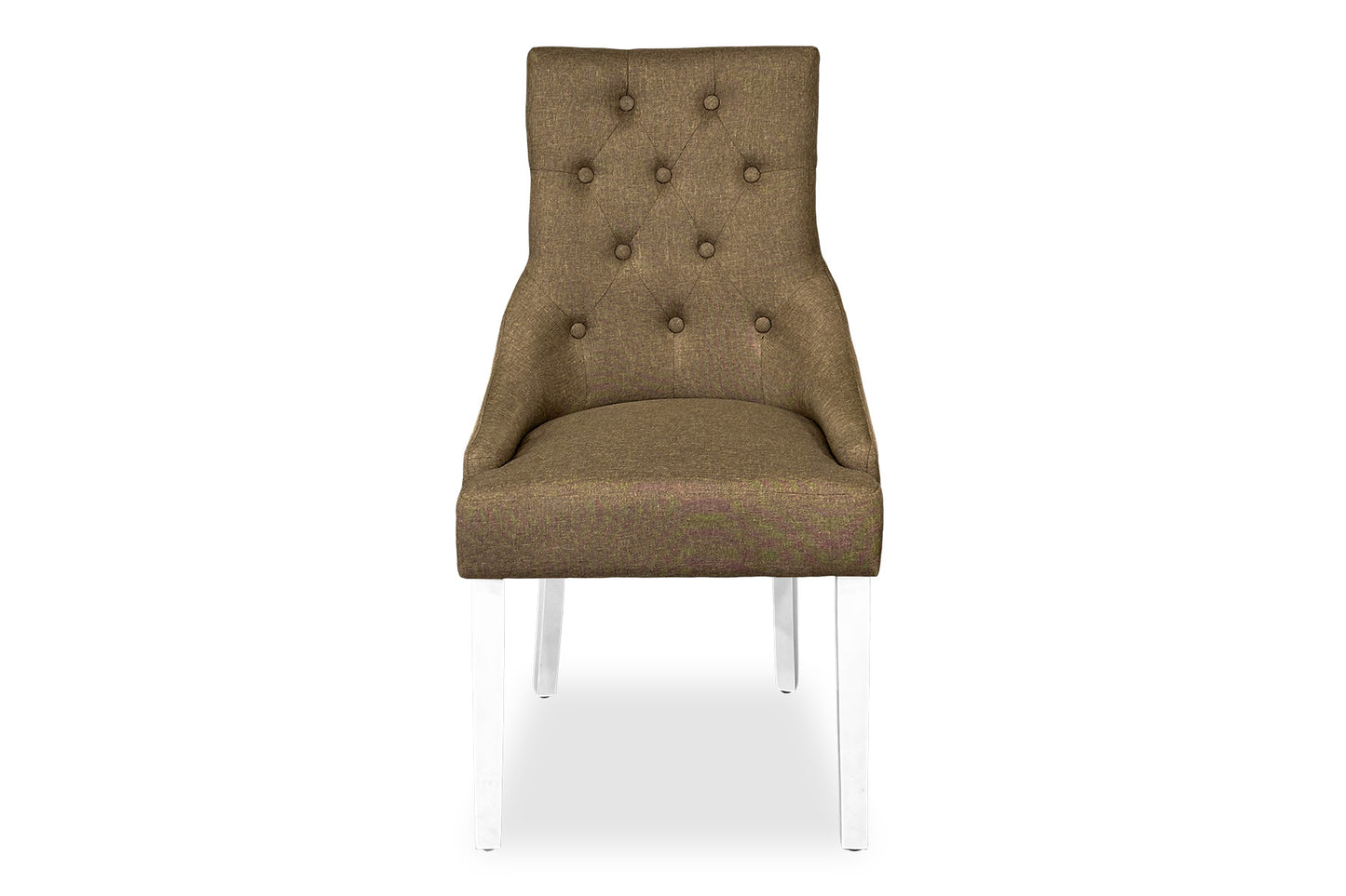 White Scoop Back Chair - Light Brown