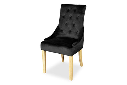 Scoop Back Chair - Black Velvet (Oak Legs)