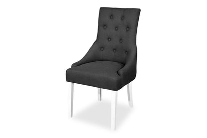 White Scoop Back Chair - Dark Grey