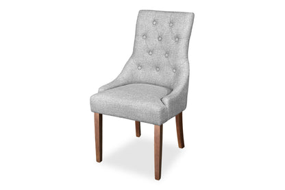 Walnut Scoop Back Chair - Light Grey