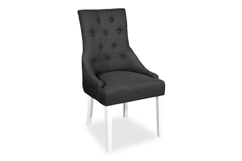 White Scoop Back Chair - Dark Grey