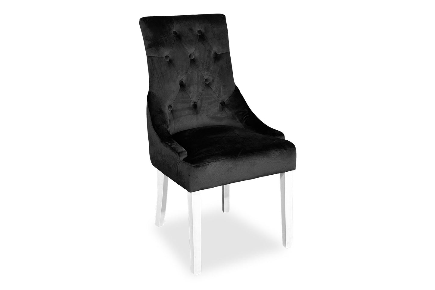 White Scoop Back Chair - Black Velvet