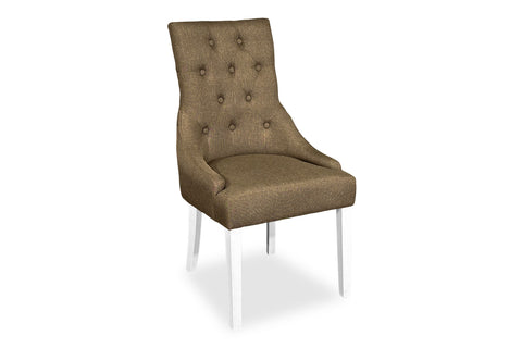 White Scoop Back Chair - Light Brown