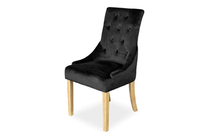 Scoop Back Chair - Black Velvet (Oak Legs)