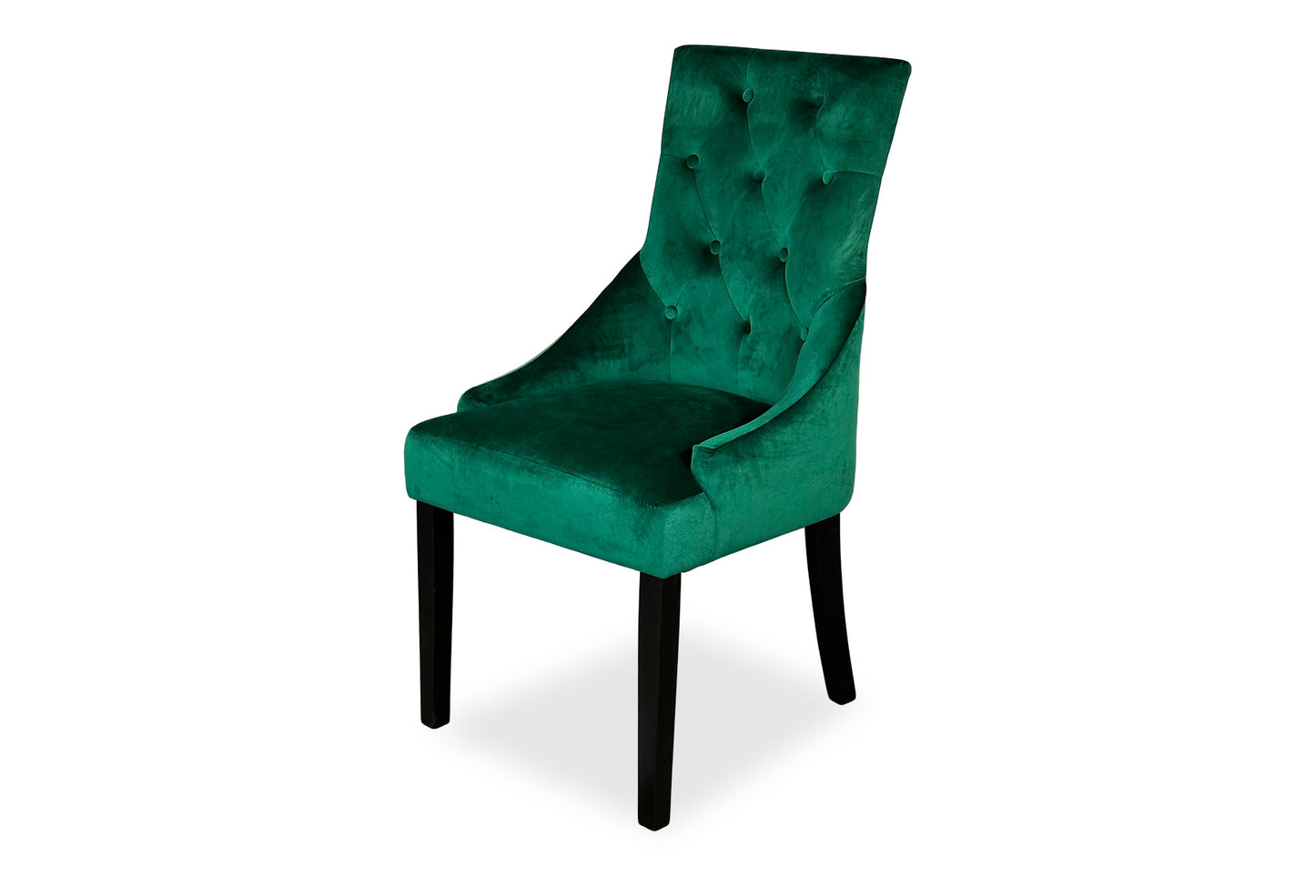Black Scoop Back Chair - Green Velvet