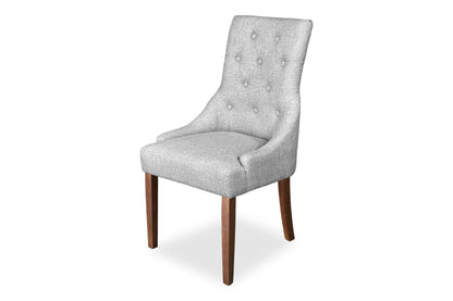 Walnut Scoop Back Chair - Light Grey