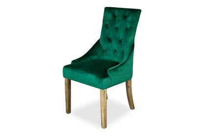 Antique Scoop Back Chair - Green Velvet