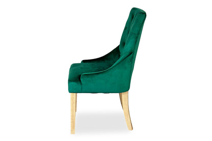 Scoop Back Chair - Green Velvet (Oak Legs)