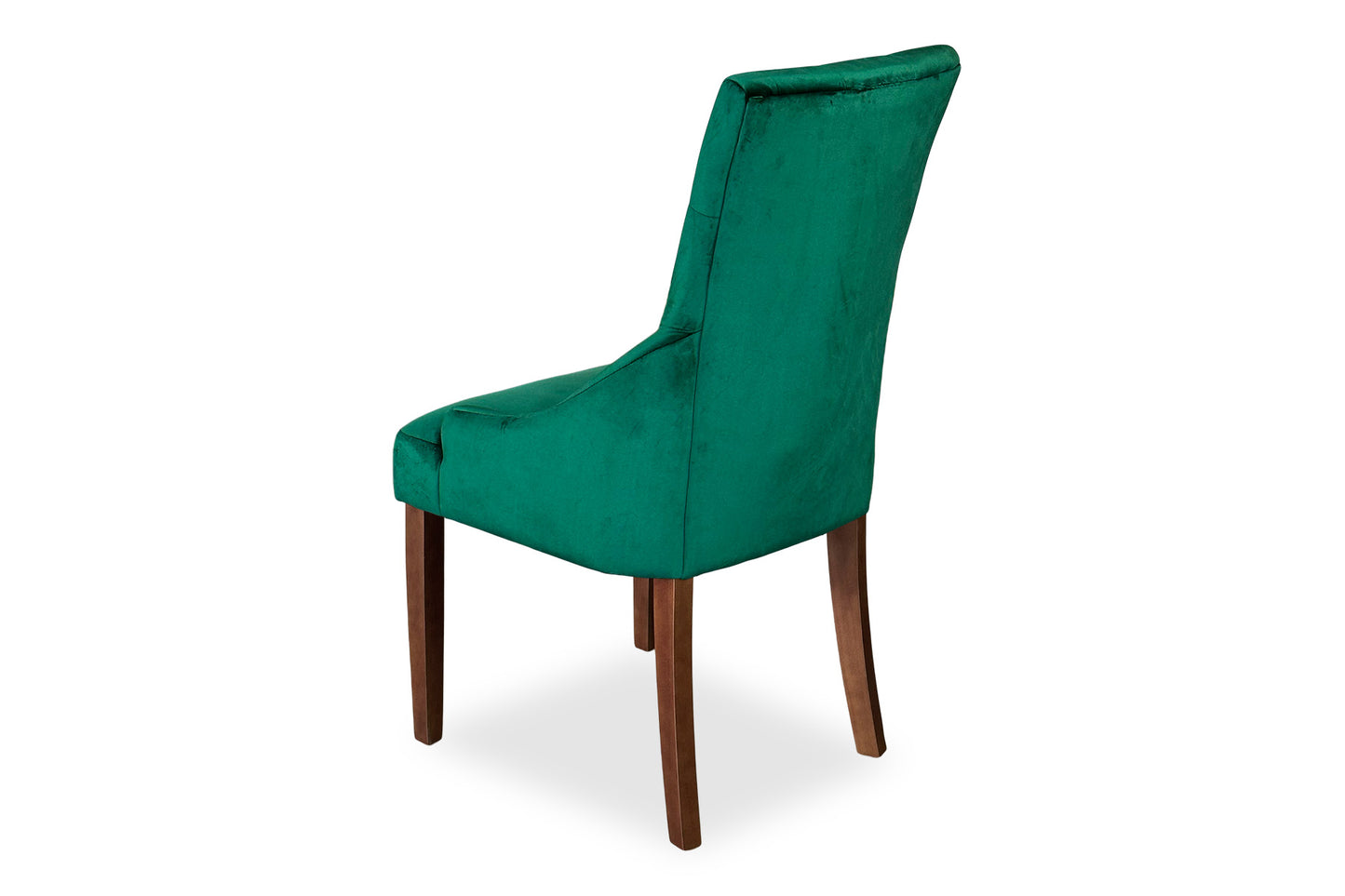 Walnut Scoop Back Chair - Green Velvet