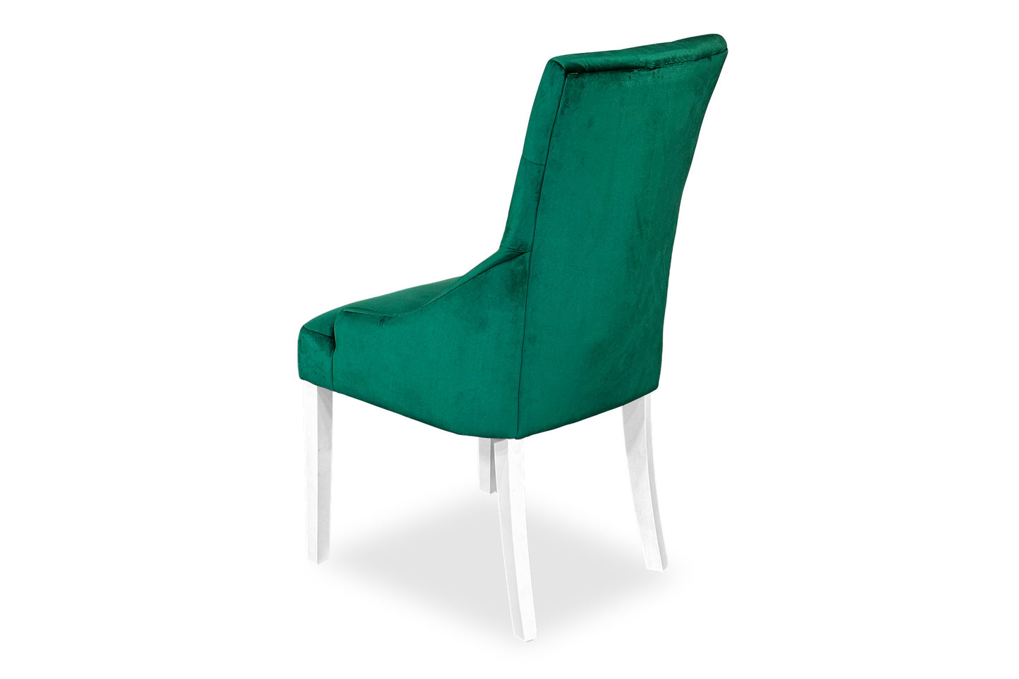 White Scoop Back Chair - Green Velvet