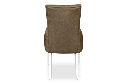 White Scoop Back Chair - Light Brown